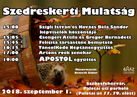 Szombaton lesz a VI. Szedreskerti Mulatság - az Apostol együttes is fellép